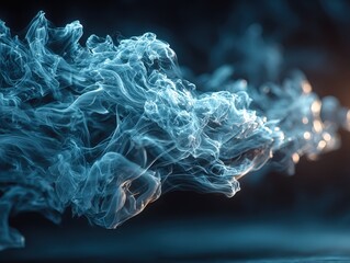 Ethereal Blue Smoke Trails with Warm Glow