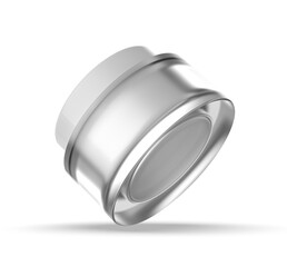 Blank frosted cosmetic jar with lid, isolated on a clean background. Perfect for showcasing skincare, beauty cream, moisturizer, lotion, or cosmetic product branding template. 3D render illustration.