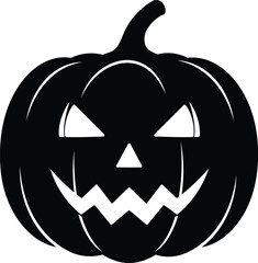 Spooky halloween jack o lantern silhouette icon scary face graphic design element for autumn celebrations vector
