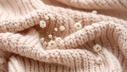 Soft knitted fabric with delicate flowers