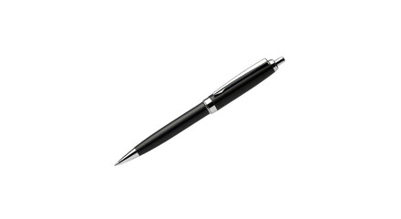 Professional Black and Silver Retractable Pen isolated on white background