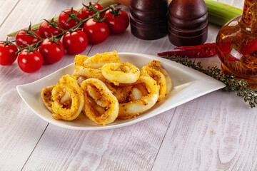 Roasted squid rings snack appetizer