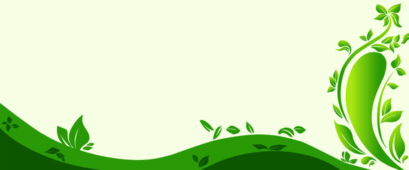 Elegant Green Leaves and Vines with a Minimalist Background Design