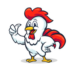 A fun and energetic vector illustration of a cartoon rooster mascot drinking a beverage from a straw. This dynamic and cheerful character is perfect for restaurant logos