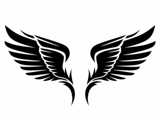 Fototapeta premium An intricate and elegant vector illustration of a pair of detailed black wings. This stylized graphic is perfect for a wide range of designs, from logos and tattoos to apparel and digital artwork