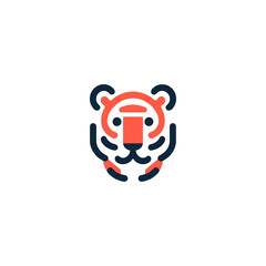 Geometric Tiger Emblem Design in Minimalist Style
