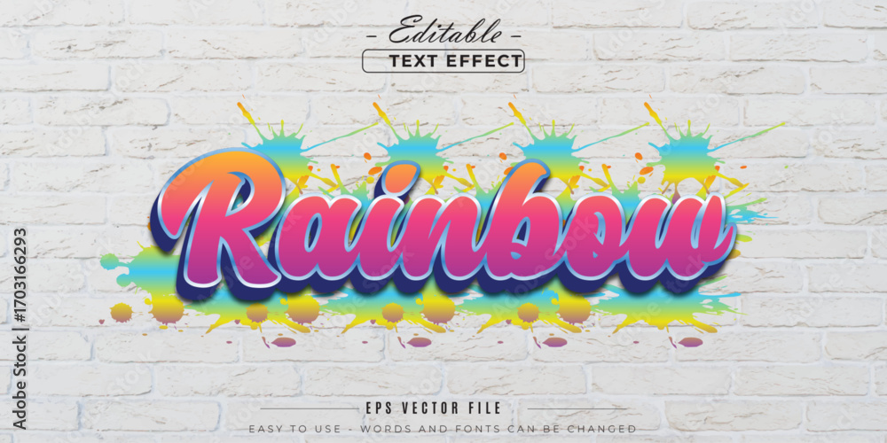 Poster editable text effect on rainbow text.