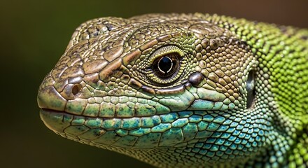 Obraz premium Closeup of a vibrant green lizard.