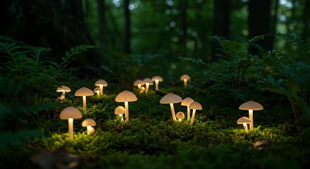Glowing Grove: A Mycelial Night