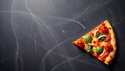 Vibrant Pizza Slice Charcoal Background Modern Style