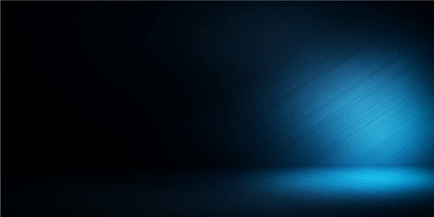 Spotlight shining on stage with dark blue backdrop and glowing light effects