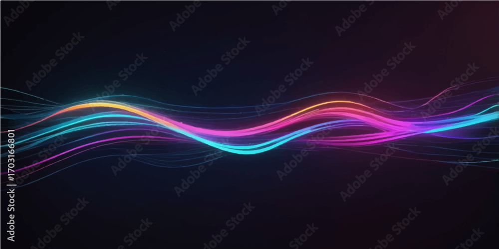 Poster abstract colourful blue background with flowing lines and dynamic wave patterns