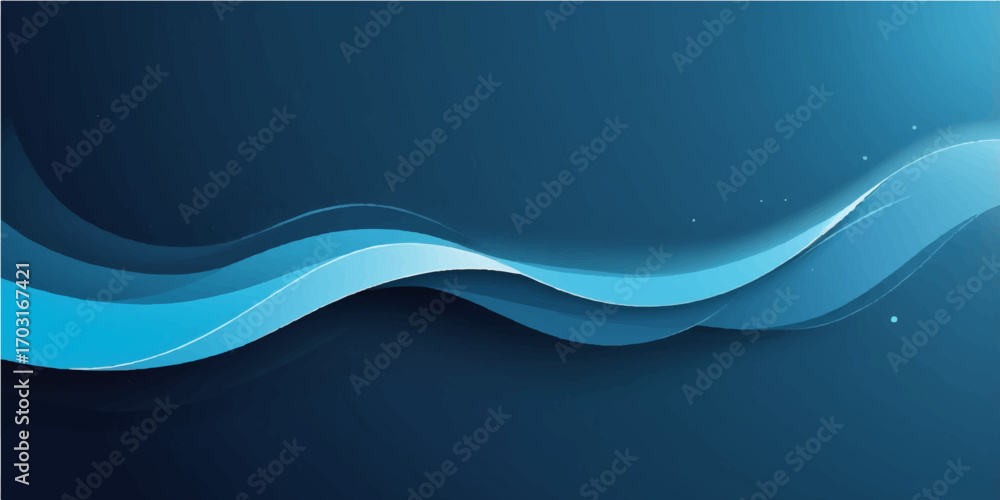 Poster blue abstract wave background with flowing lines and digital design