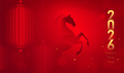 Horizontal Chinese style Spring Festival illustration Horse background