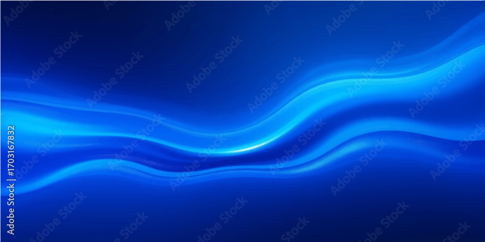 Poster abstract blue background with flowing wave design and digital lines