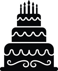 Multi tiered birthday cake celebration icon festive dessert celebration candles sweet treat event vector