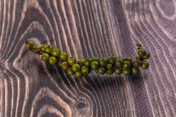 Ripe green pepper corn branch