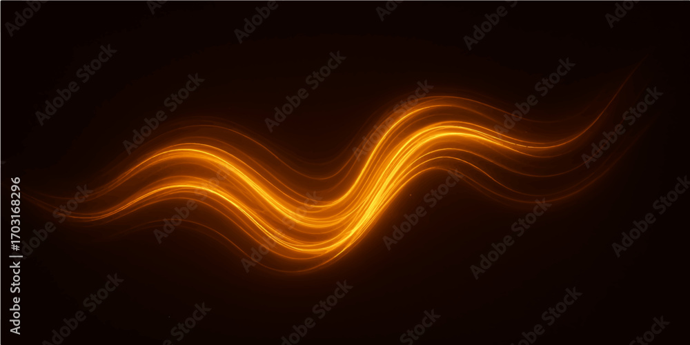 Poster abstract orange fractal background with glowing lines and wave patterns