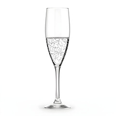 Empty Champagne Flute on White Background