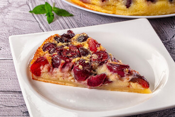 Crusty pie with fresh cherry