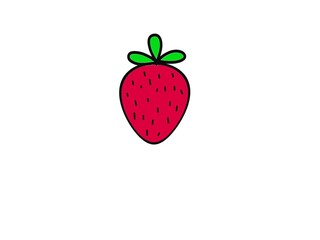 Strawberry fruit illustration. Strawberry image with seeds and leaves. Seamless strawberry fruit pattern. 