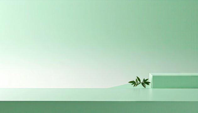 Abstract Green Gradient Background with Platform and Plant - Powered by Adobe