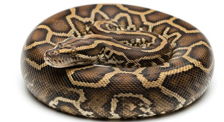 Obraz premium Studio shot of a Burmese python, showcasing its intricate skin pattern