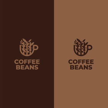 Coffee plant with leaves and beans in a cup suitable for coffee brand logos, coffee farmers and coffee shops