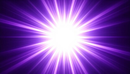 Obraz premium Bright Purple Burst of Light Rays Shining Outward From Central Point in Dark Space