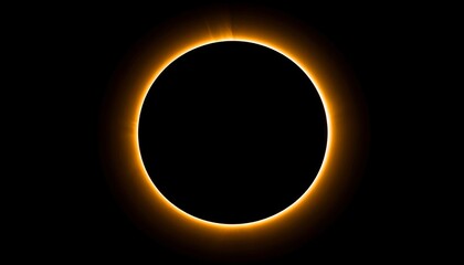 Dramatic Solar Eclipse with Corona Effect in Black Sky Background