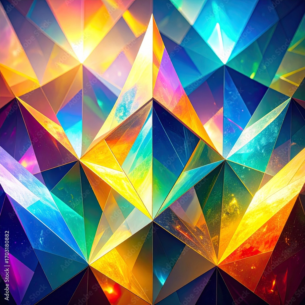 Poster dynamic triangular mosaic with vivid color palette digital art background