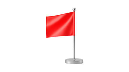 Red table flag on silver pole for office or event display