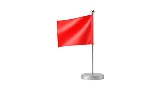 Red table flag on silver pole for office or event display