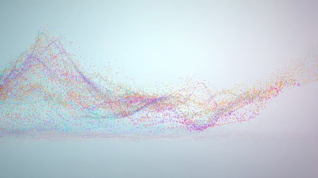 conceptual. Abstract data visualization as a colorful particle cloud, representing modern tech concepts. product launch decks.
