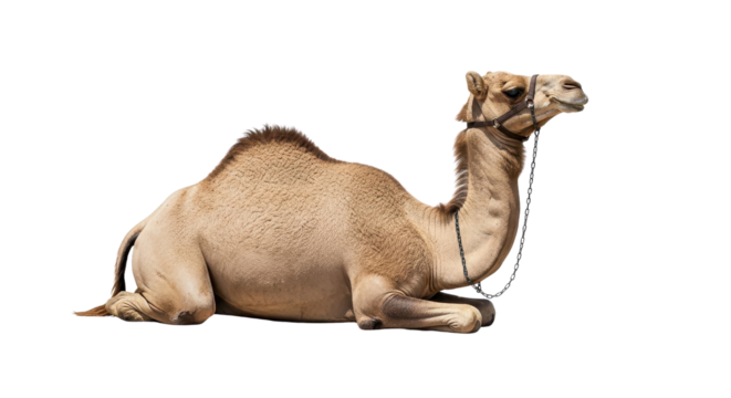 Resting camel isolated PNG with Transparent Background