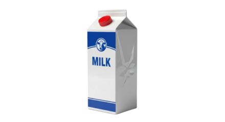 Milk carton with red cap isolated PNG with Transparent Background