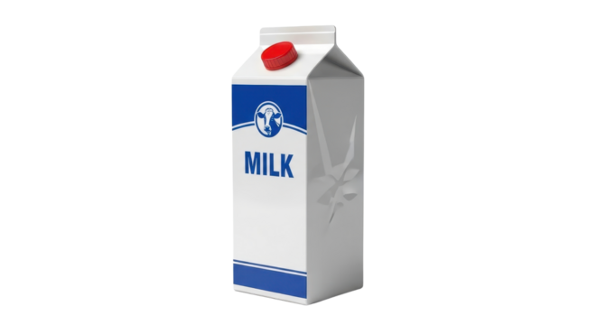 Milk carton with red cap isolated PNG with Transparent Background