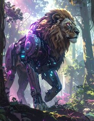 Lion robot in a forest (1)