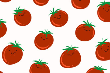 Tomato cartoon background pattern. hand drawn seamless pattern. Tomato background for fabric design, textile print, wrapping paper, cover. Vector illustration.