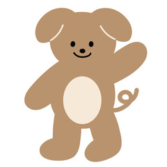 Illustration of puppy saying hello for greeting card, Christmas, festive winter season, dog cartoon, pet shop, vet, adopt and rescue animal, foster home, standee, sticker, patch