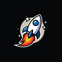 Rocket space logo vector design art illustration