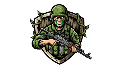 Fototapeta premium Modern Military Soldier Mascot Logo Illustration for Gaming and Esports Teams