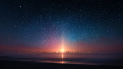  Vibrant night sky illuminated by radiant light