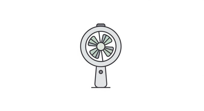 Sleek, modern handheld fan illustration providing refreshing airflow for instant relief on a warm day, perfect for personal cooling solutions and summer comfort.