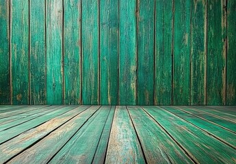 Fototapeta premium Green wooden wall texture background, green color, green wooden planks, green background, green wood banner background