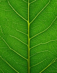 Obraz premium Close-up of a vibrant green leaf's intricate vein structure (2)