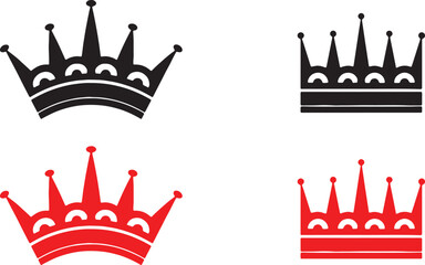 crown, king, queen, royalty, symbol, icon, graphic, design, silhouette, black, red, white background, isolated, set, collection, power, leadership, monarchy, regal, illustration, simple, clean, basic,