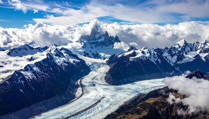 Mountainous landscape with glacier