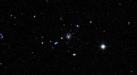 A collection of galaxies and stars in the vast expanse of deep space, showcasing the beauty of the cosmos.