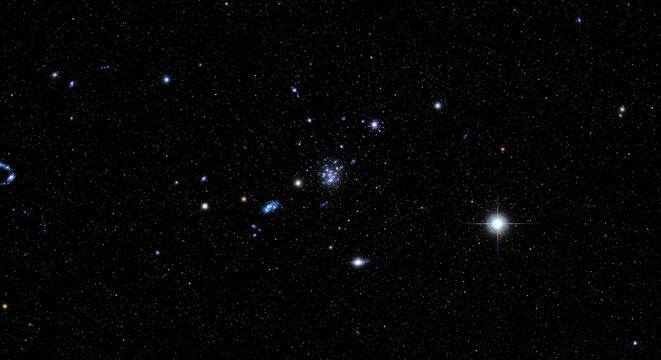 A collection of galaxies and stars in the vast expanse of deep space, showcasing the beauty of the cosmos.